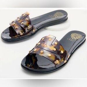 NIB Vince Camuto Emelon Studded Jelly Slide Sandals | Tortoise | Size: 7